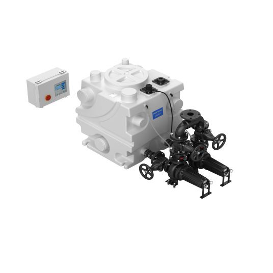 Bagaimana cara kerja sistem kontrol di stasiun pompa pengangkat limbah?